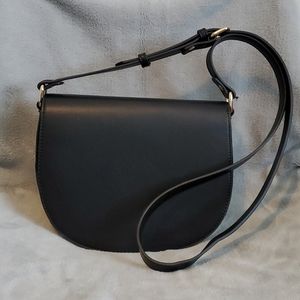 Black faux leather crossbody bag